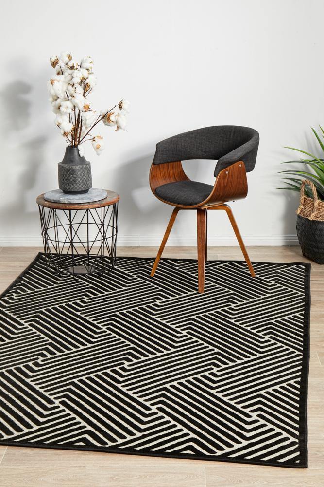 York Cindy Black & Gold Rug - Cozy Rugs Australia