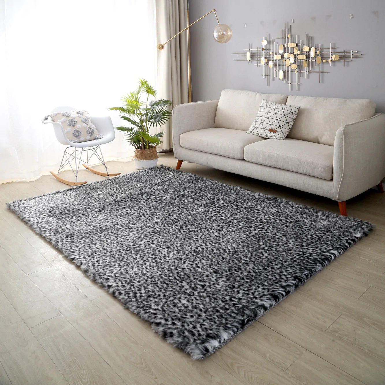 Plush Faux Fur Leopard Rug