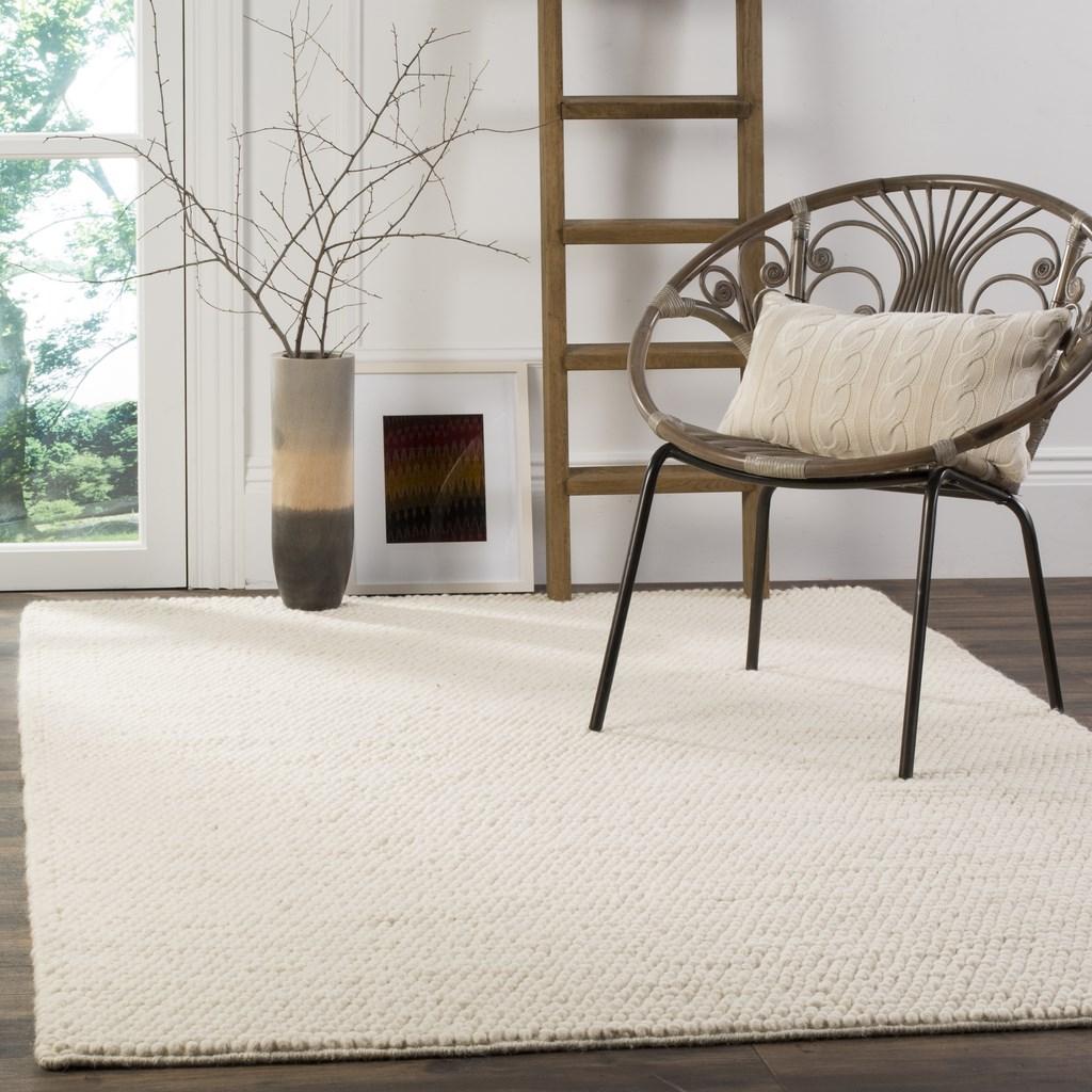 Pebble Hand Woven 80% Wool And 20% Cotton Rug -WHITE