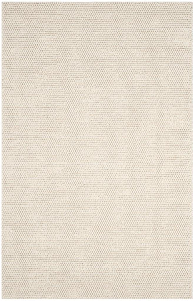 Pebble Hand Woven 80% Wool And 20% Cotton Rug -WHITE